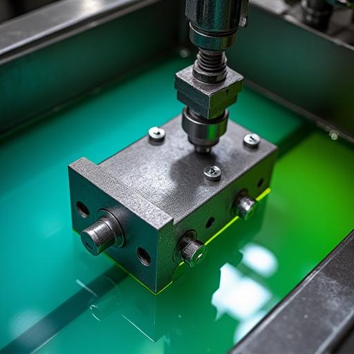 Pieza metálica sometida a un baño de tratamiento anticorrosión.